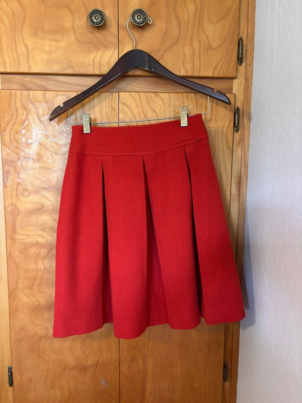Vintage 1960s Bobbie Brooks Red Pleated A-Line Skirt Made in USA Mod